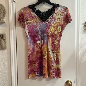 Yellow, Pink and Orange floral top